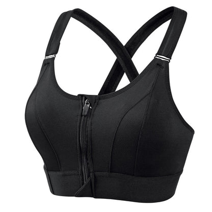 Femme Brassière de Sport avec Fermeture Éclair et Bretelles Croisées