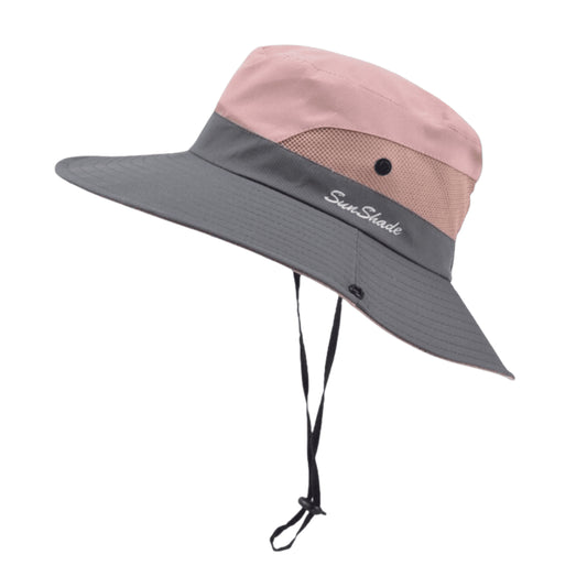 Femme Chapeau de Soleil à Large Bord avec Cordon Réglable