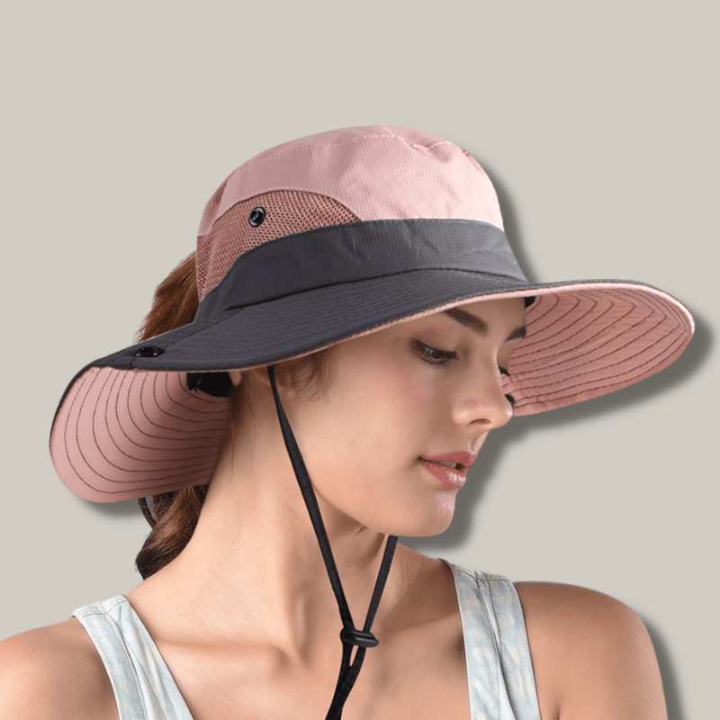 Femme Chapeau de Soleil à Large Bord avec Cordon Réglable