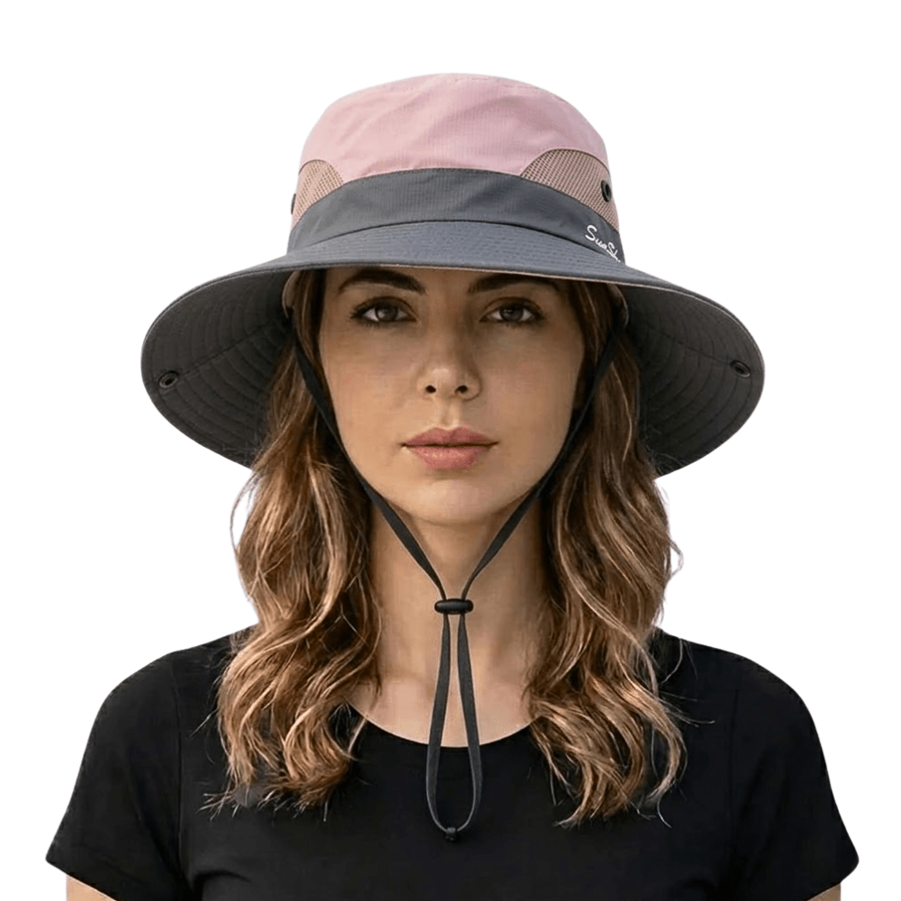 Femme Chapeau de Soleil à Large Bord avec Cordon Réglable