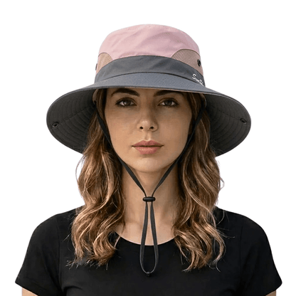 Femme Chapeau de Soleil à Large Bord avec Cordon Réglable