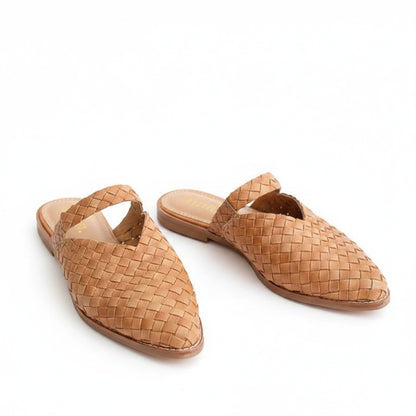 Femme Chaussures Plates Tressées à Bout Pointu et Bride Arrière