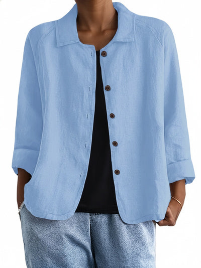 Femme Chemise Manches Longues col Classique à Boutonnière Coupe Décontractée