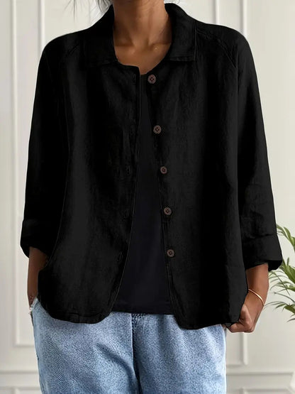 Femme Chemise Manches Longues col Classique à Boutonnière Coupe Décontractée