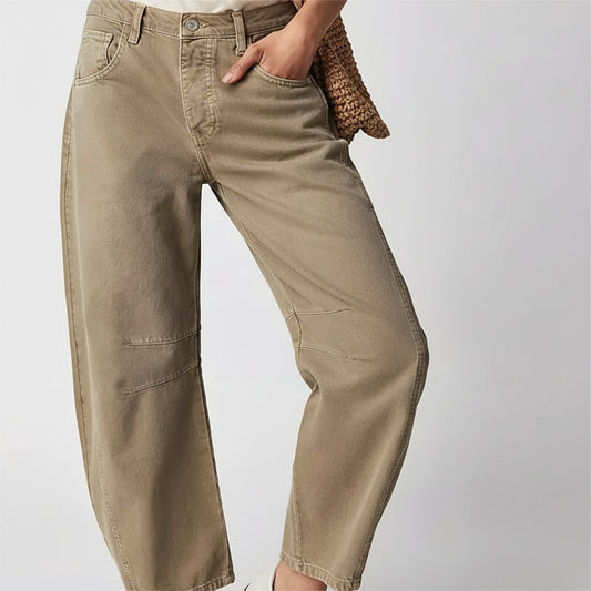 Femme Jean Large Taille Basse Barrel Fit avec Surpiqûres