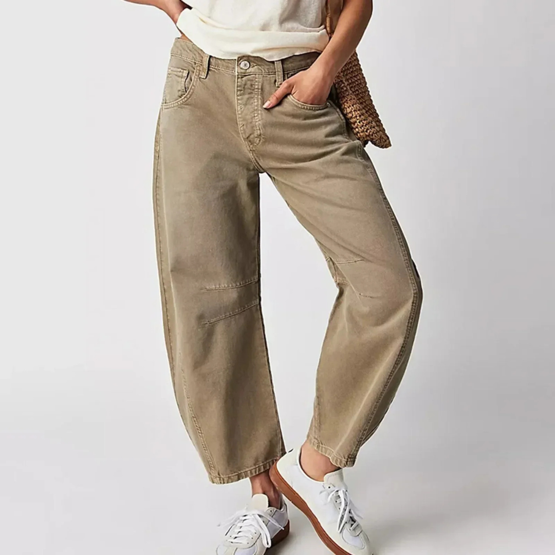 Femme Jean Large Taille Basse Barrel Fit avec Surpiqûres