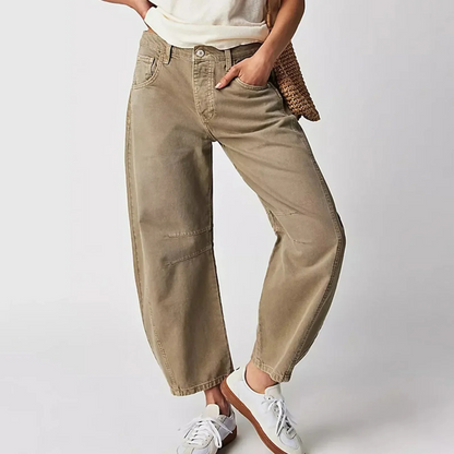Femme Jean Large Taille Basse Barrel Fit avec Surpiqûres