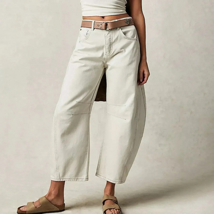 Femme Jean Large Taille Basse Barrel Fit avec Surpiqûres