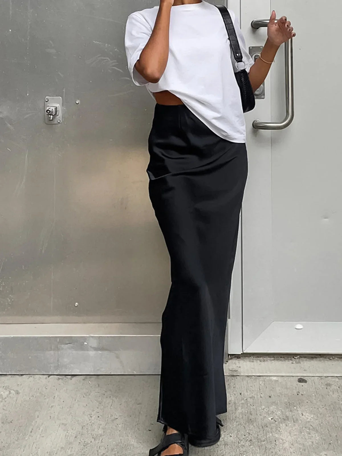 Femme Jupe Longue Taille Haute à Coupe Évasée
