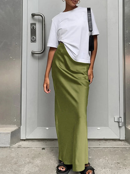 Femme Jupe Longue Taille Haute à Coupe Évasée