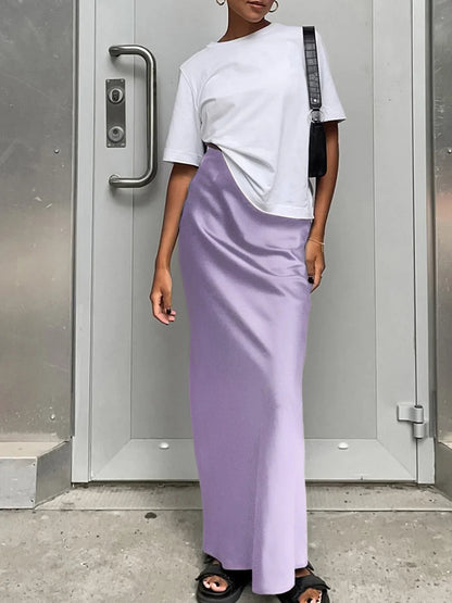 Femme Jupe Longue Taille Haute à Coupe Évasée