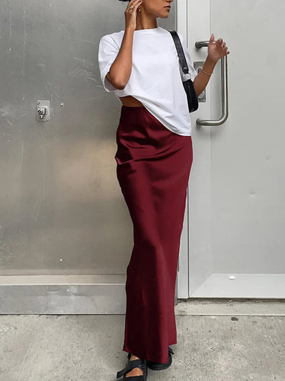 Femme Jupe Longue Taille Haute à Coupe Évasée