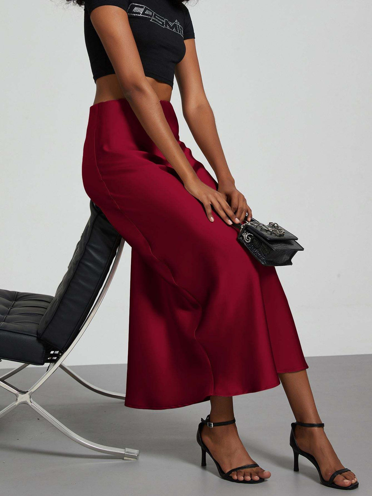 Femme Jupe Longue Taille Haute