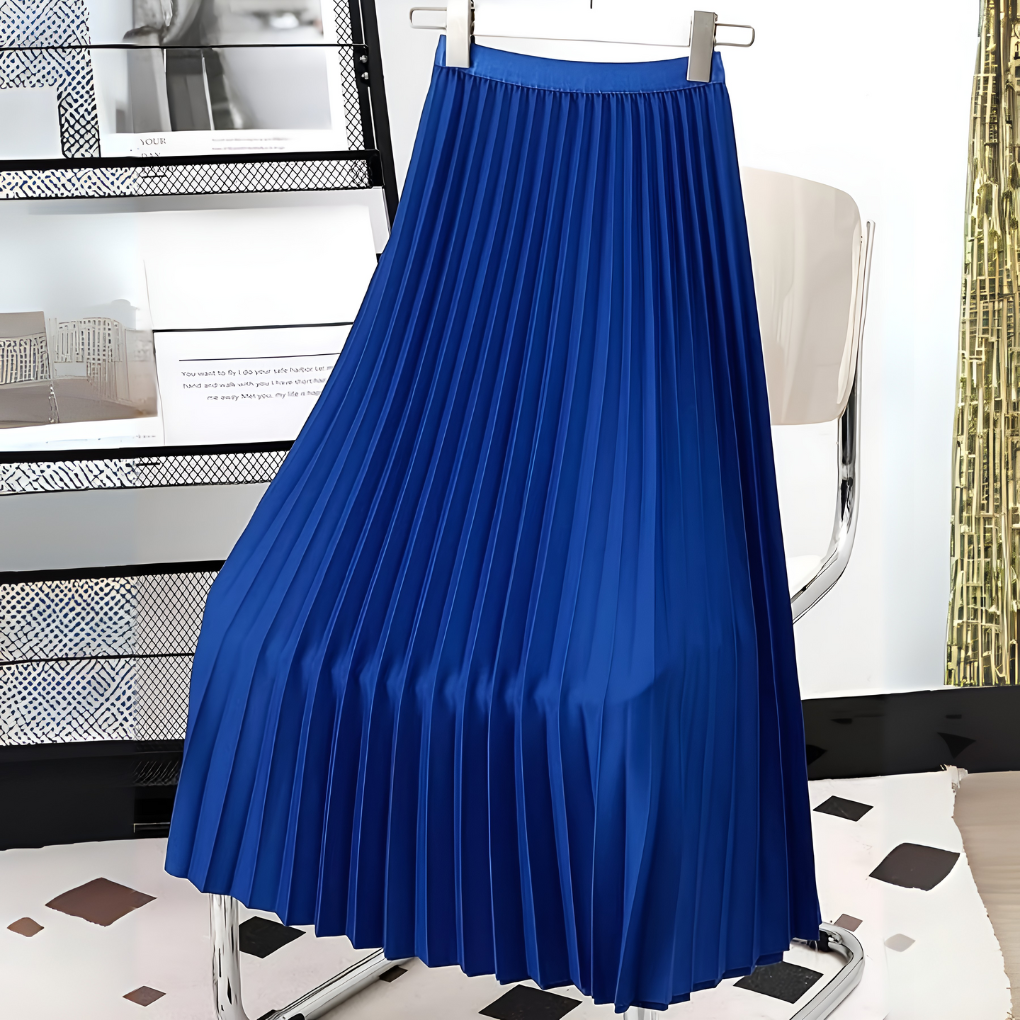 Femme Jupe Midi Plissée Taille Haute Silhouette A-line