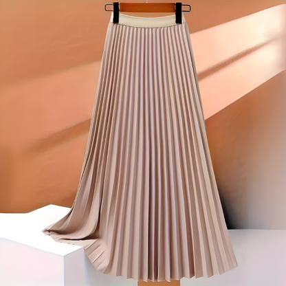 Femme Jupe Midi Plissée Taille Haute Silhouette A-line