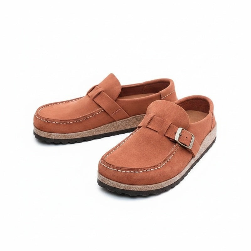 Femme Loafers à Enfiler avec Bride à Boucle et Semelle Anatomique