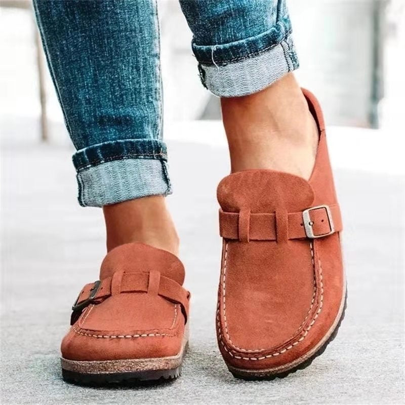 Femme Loafers à Enfiler avec Bride à Boucle et Semelle Anatomique