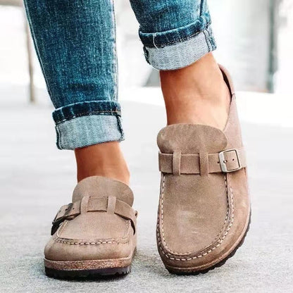 Femme Loafers à Enfiler avec Bride à Boucle et Semelle Anatomique