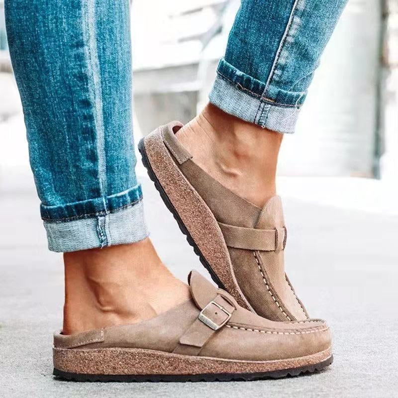 Femme Loafers à Enfiler avec Bride à Boucle et Semelle Anatomique