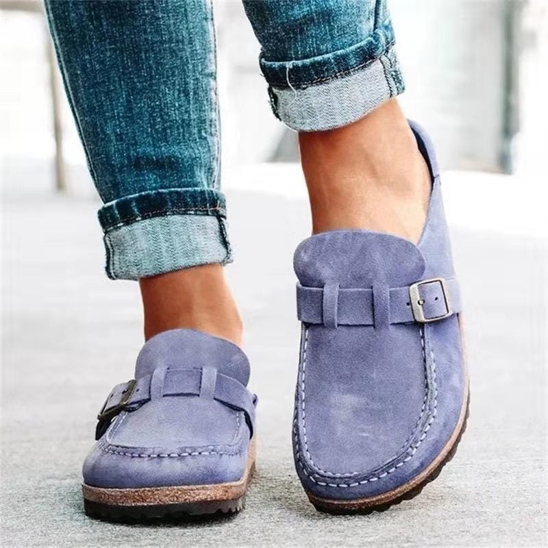 Femme Loafers à Enfiler avec Bride à Boucle et Semelle Anatomique