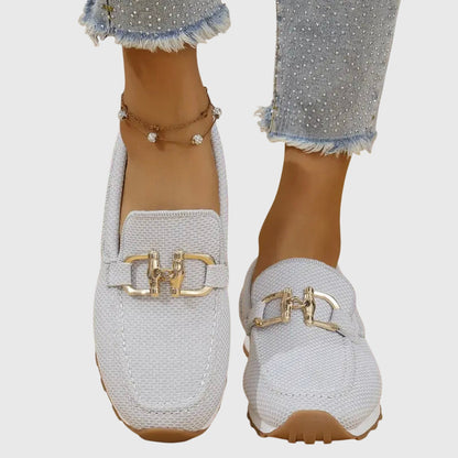 Femme Loafers à Enfiler avec Détail Doré et Semelle Plateforme