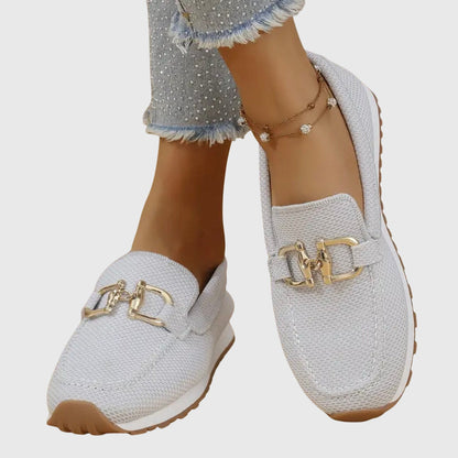 Femme Loafers à Enfiler avec Détail Doré et Semelle Plateforme