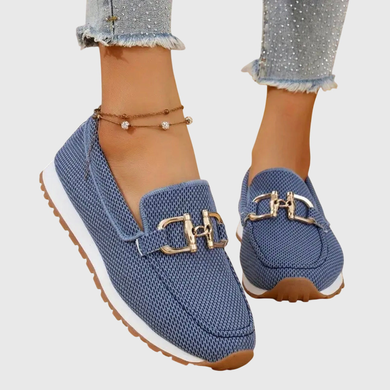 Femme Loafers à Enfiler avec Détail Doré et Semelle Plateforme
