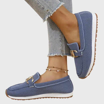 Femme Loafers à Enfiler avec Détail Doré et Semelle Plateforme