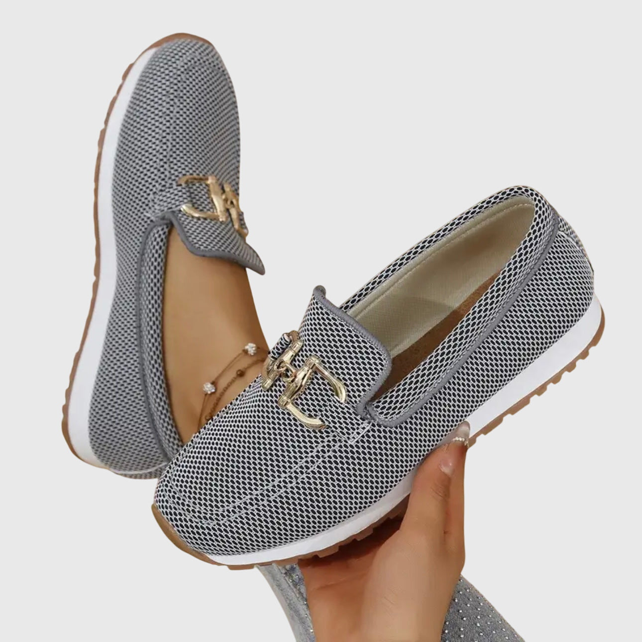 Femme Loafers à Enfiler avec Détail Doré et Semelle Plateforme