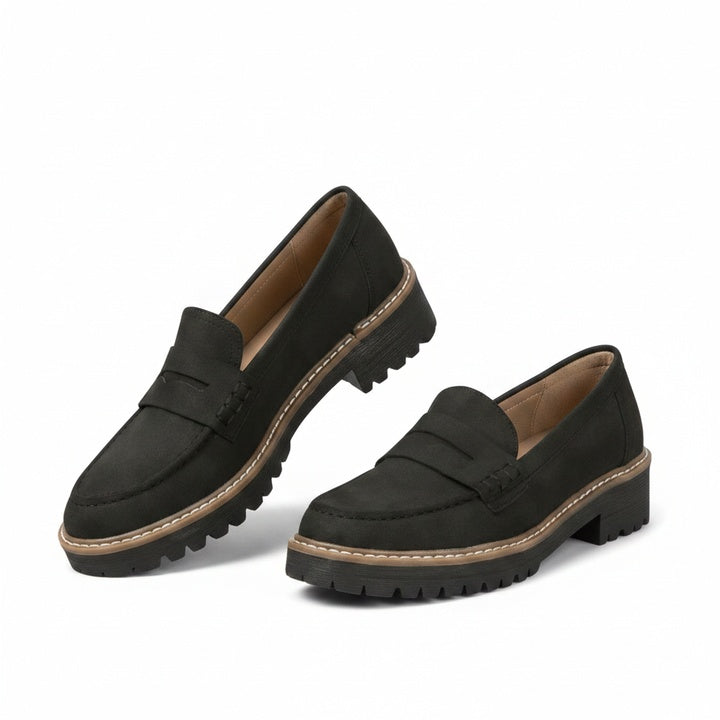 Femme Loafers à Semelle Crantée et Bout Rond