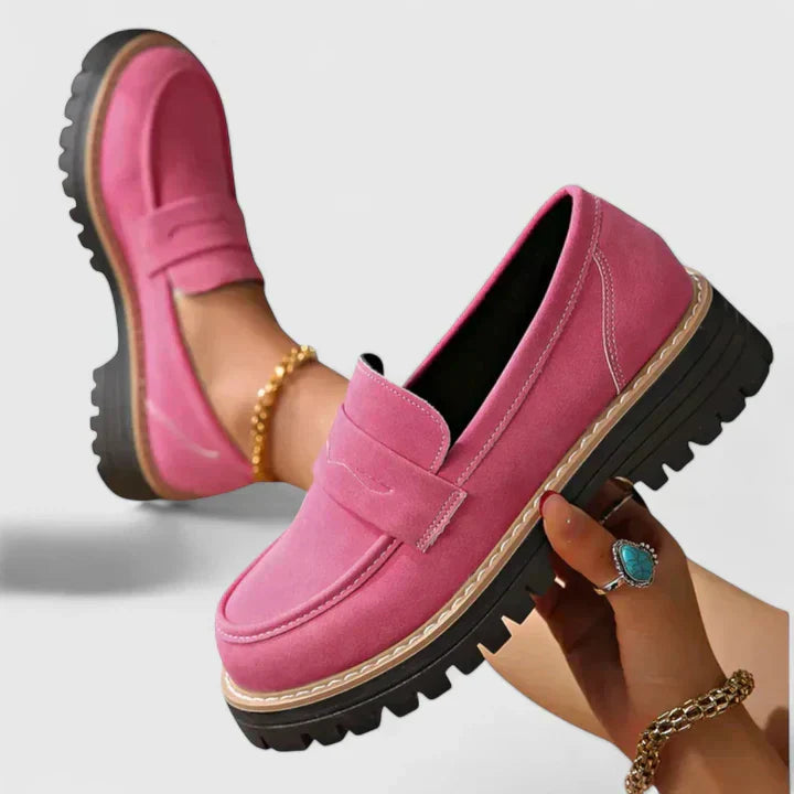 Femme Loafers à Semelle Crantée et Bout Rond