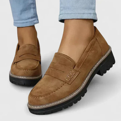 Femme Loafers à Semelle Crantée et Bout Rond