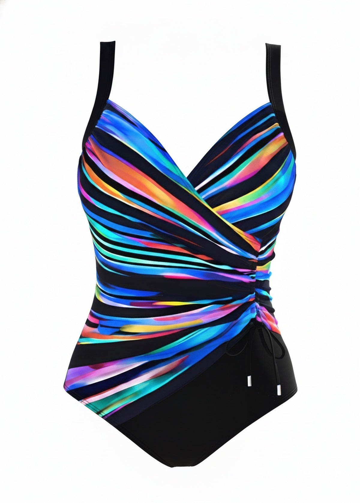 Femme Maillot de Bain une Pièce avec Décolleté en V Croisé et Bretelles Larges