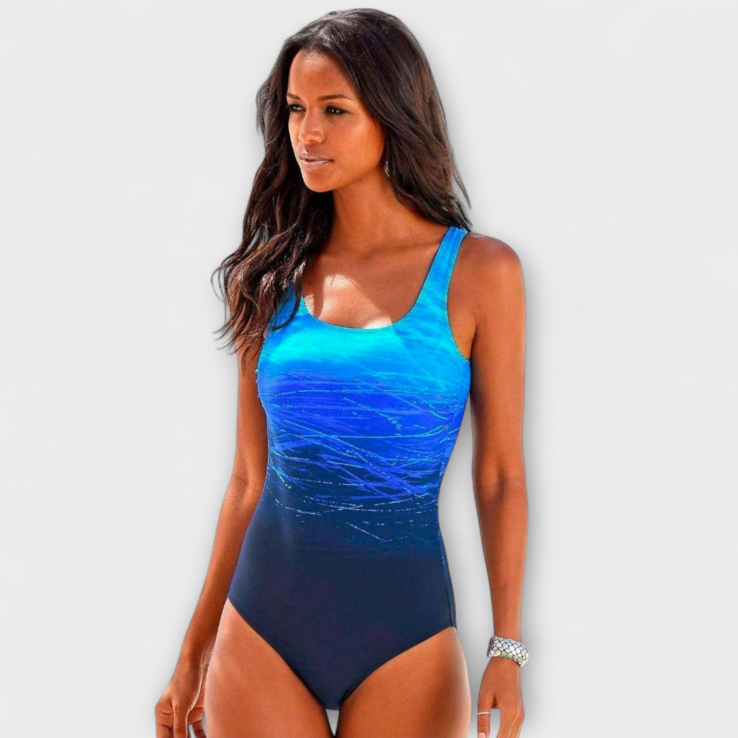 Femme Maillot de Bain une Pièce sans Manches avec Encolure Ronde et Dos Croisé