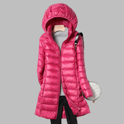 Femme Manteau Long à Capuche Amovible avec Fermeture Éclair