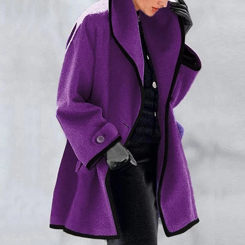 Femme Manteau Oversize à Col Châle et Poches Latérales