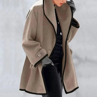 Femme Manteau Oversize à Col Châle et Poches Latérales