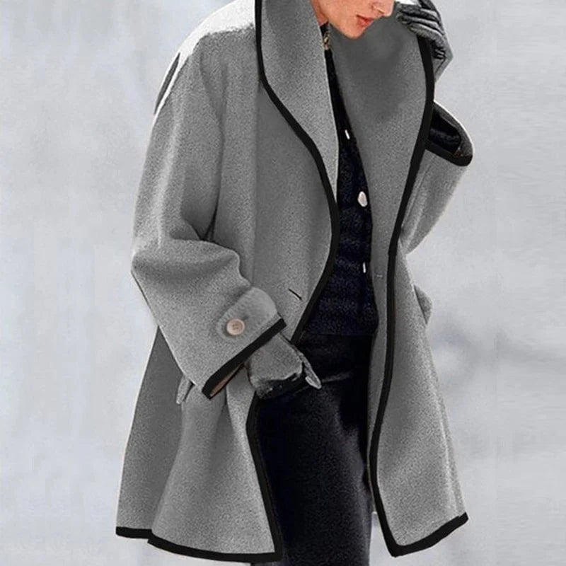 Femme Manteau Oversize à Col Châle et Poches Latérales