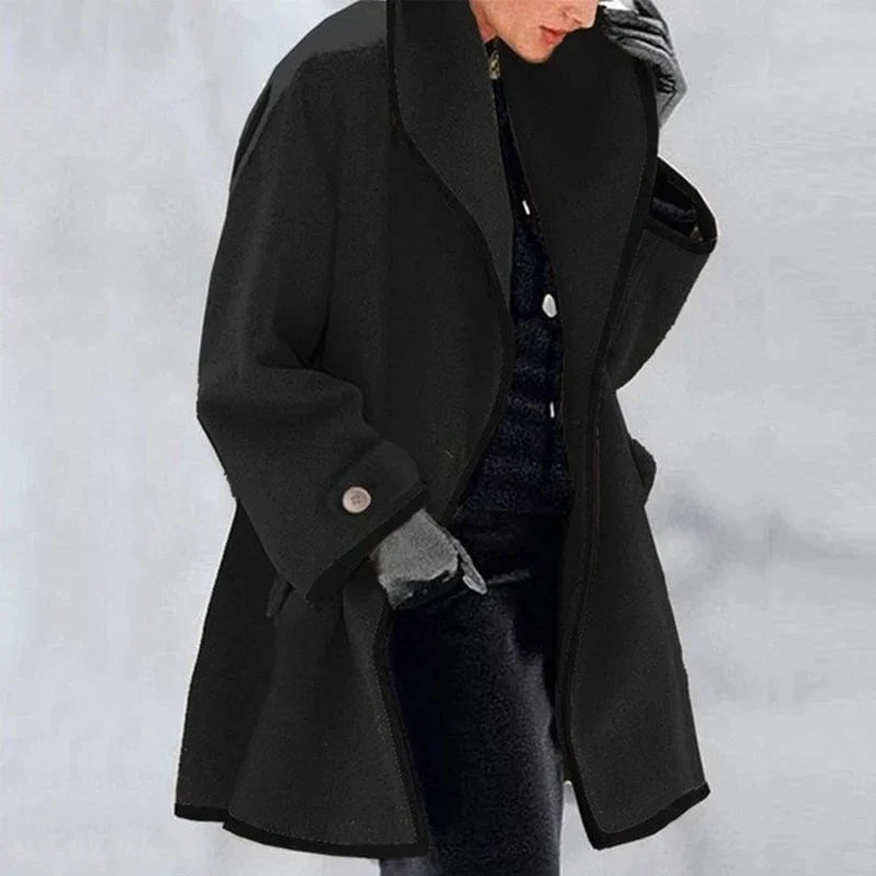 Femme Manteau Oversize à Col Châle et Poches Latérales