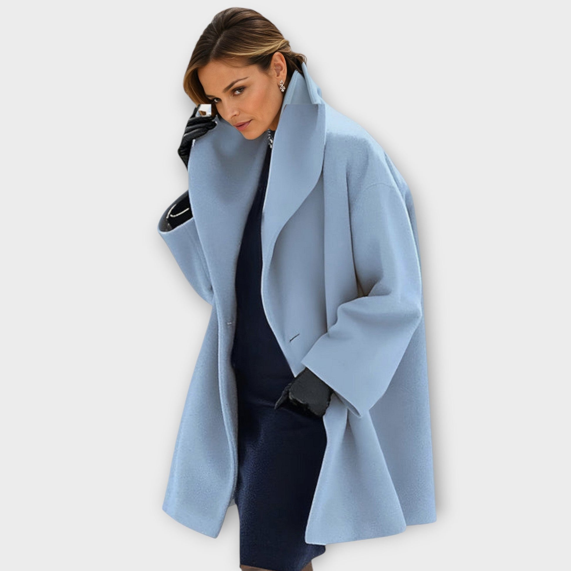 Femme Manteau Oversize à Col Châle et Poches Latérales