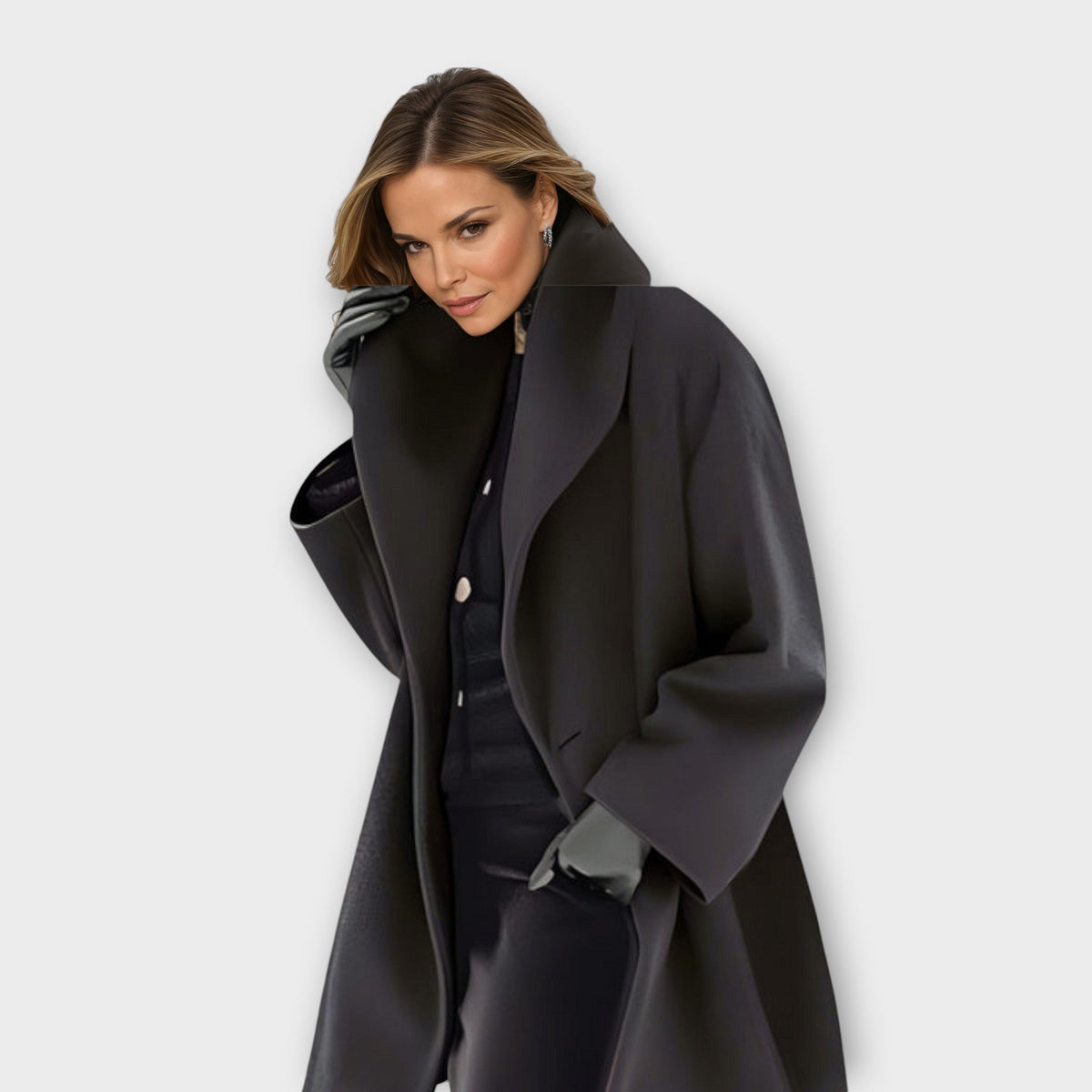 Femme Manteau Oversize à Col Châle et Poches Latérales