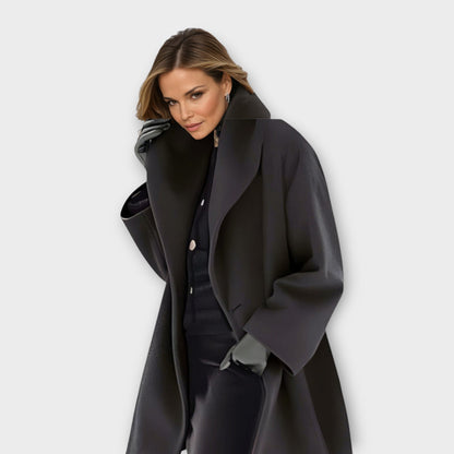 Femme Manteau Oversize à Col Châle et Poches Latérales