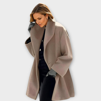 Femme Manteau Oversize à Col Châle et Poches Latérales