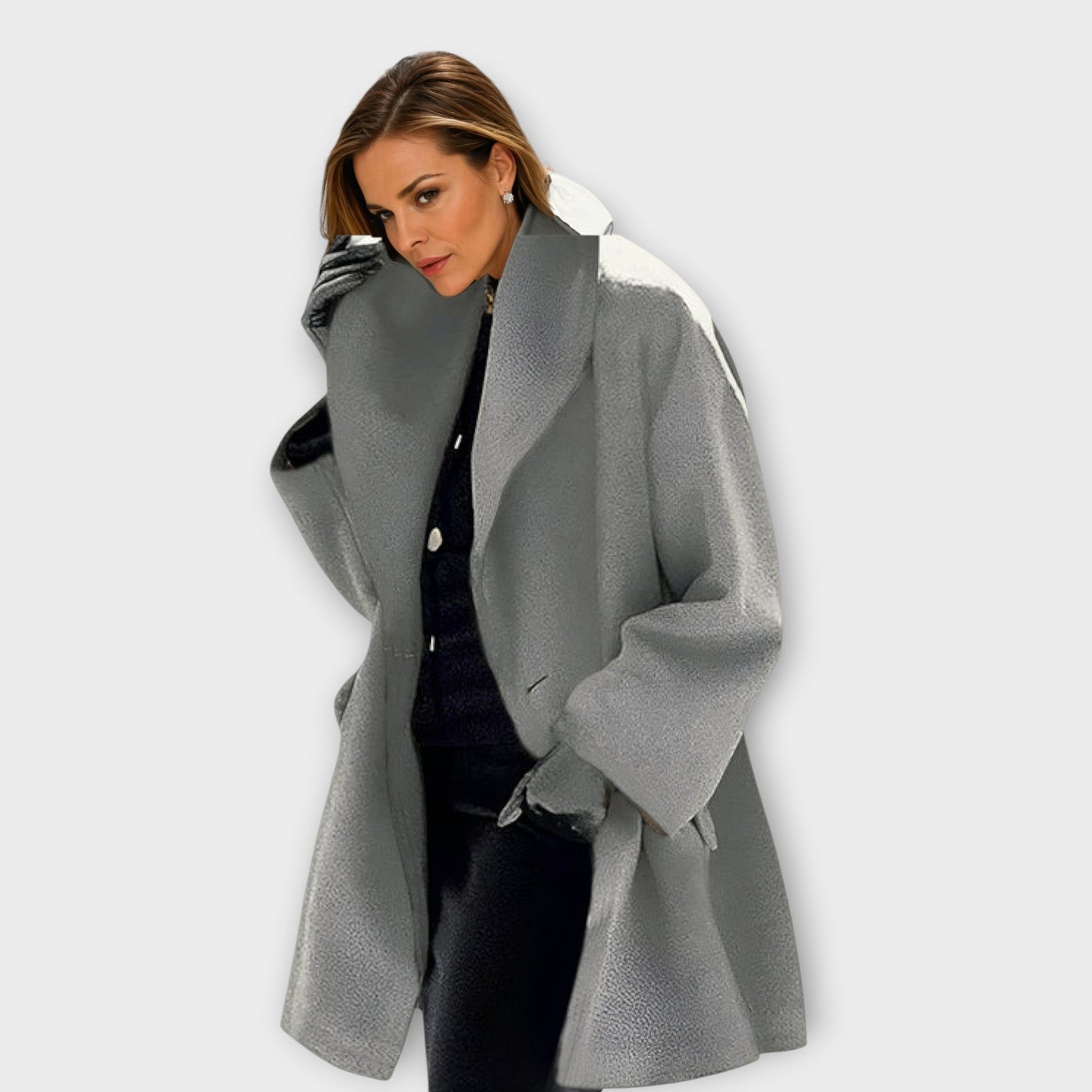 Femme Manteau Oversize à Col Châle et Poches Latérales