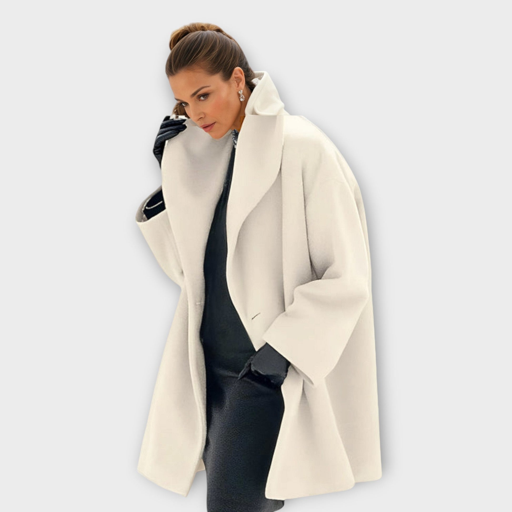 Femme Manteau Oversize à Col Châle et Poches Latérales