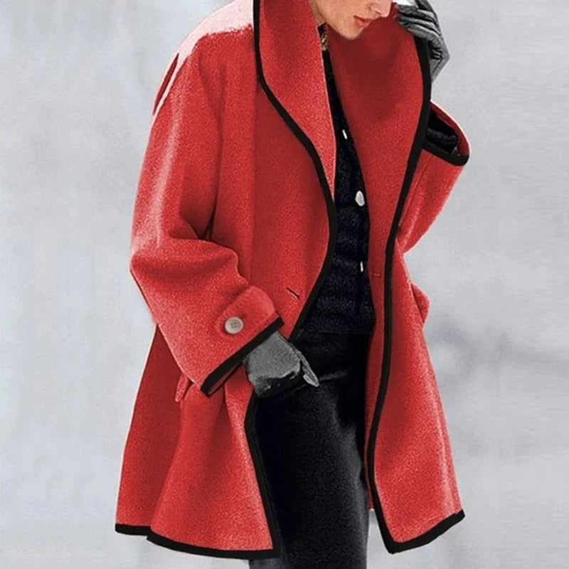 Femme Manteau Oversize à Col Châle et Poches Latérales
