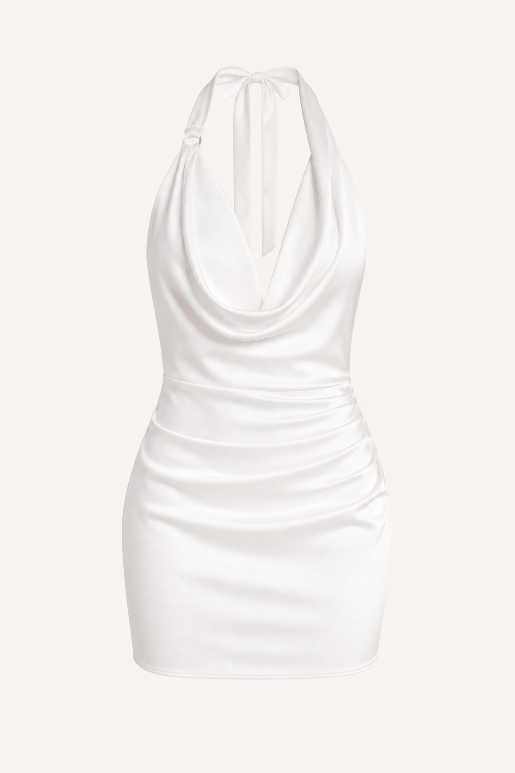 Femme Mini Robe de Soirée à Col Bénitier et Dos Nu avec Bretelles Halter