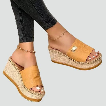 Femme Mules Compensées Style Espadrille à Bout Ouvert