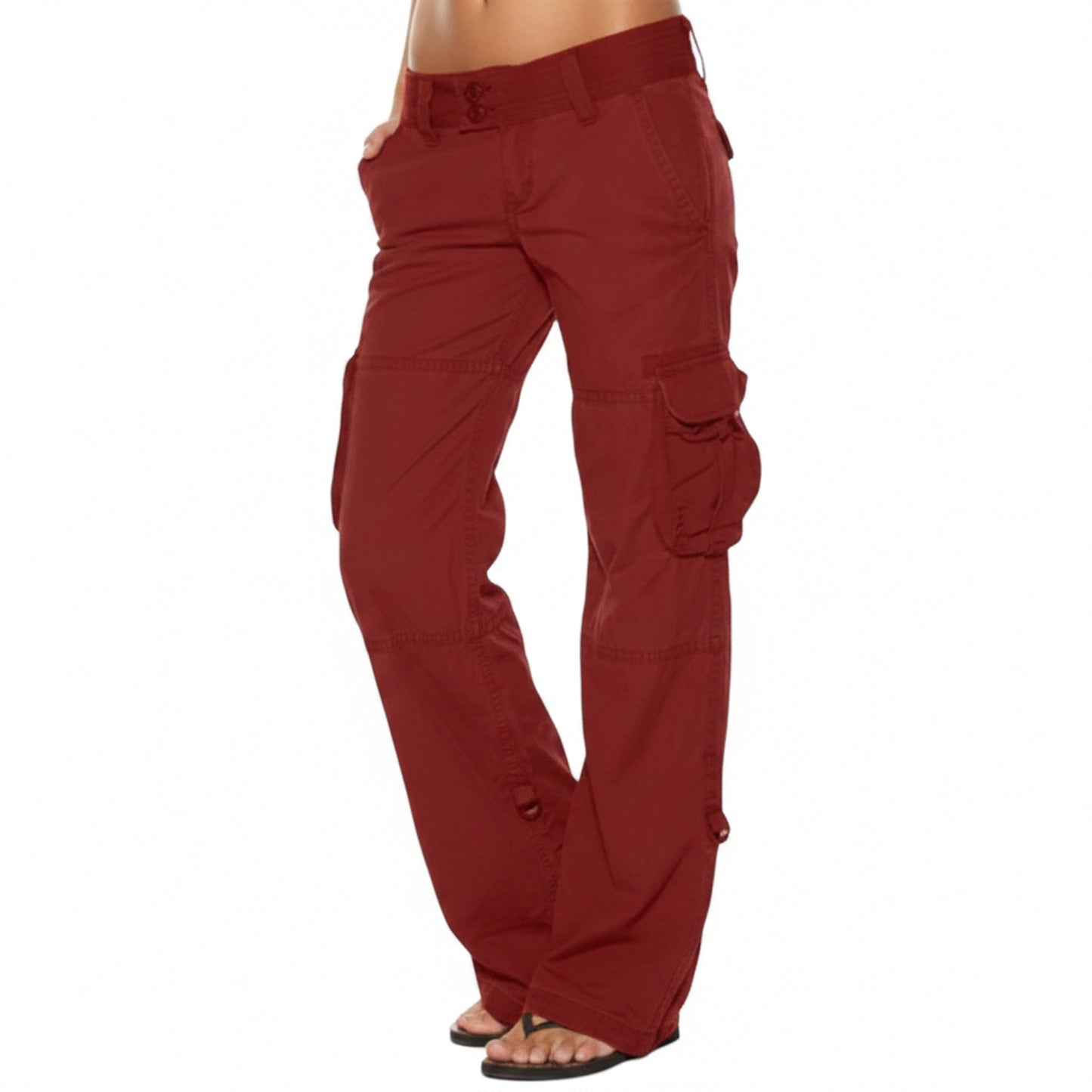 Femme Pantalon Cargo Jambe Large à Poches Utilitaires