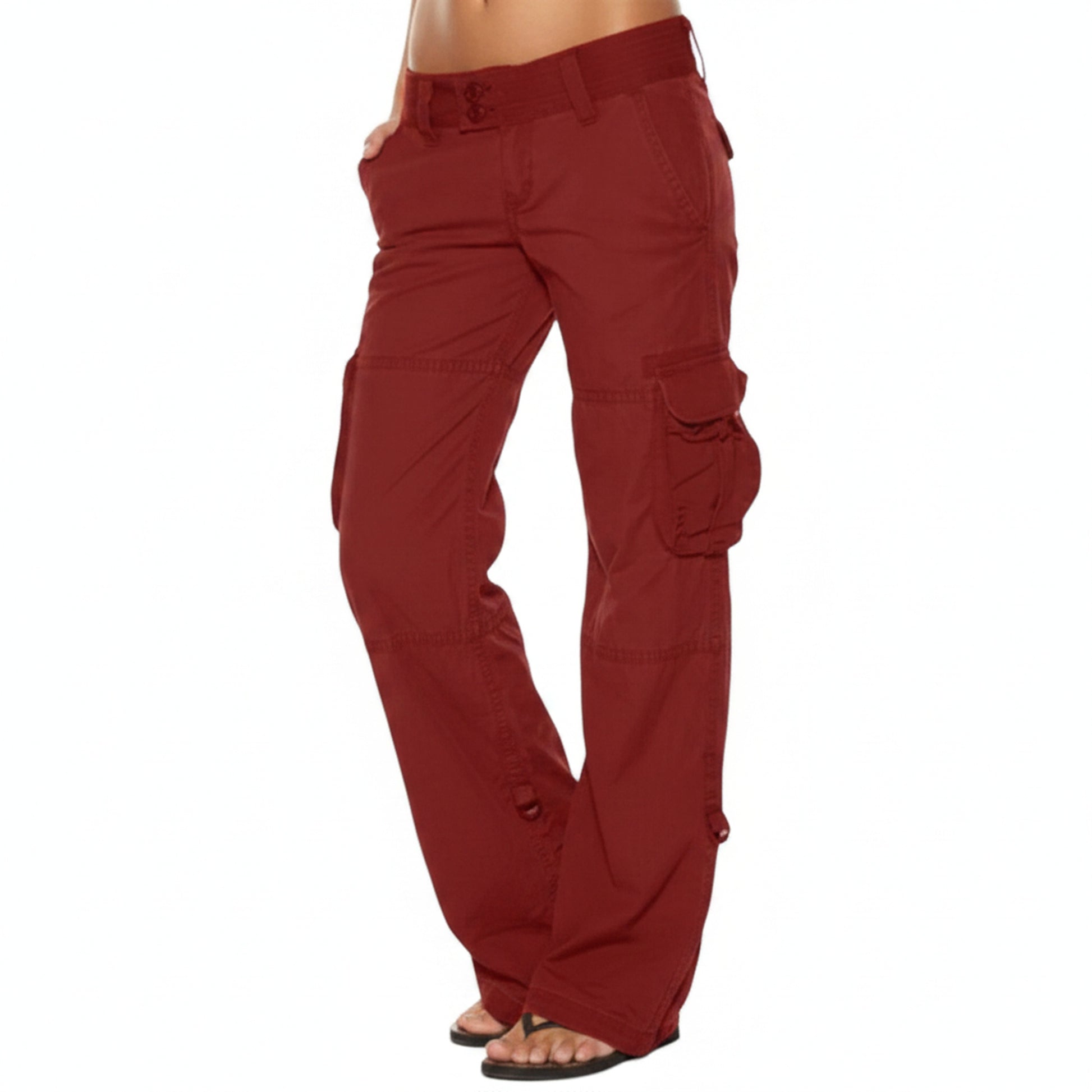 Femme Pantalon Cargo Jambe Large à Poches Utilitaires